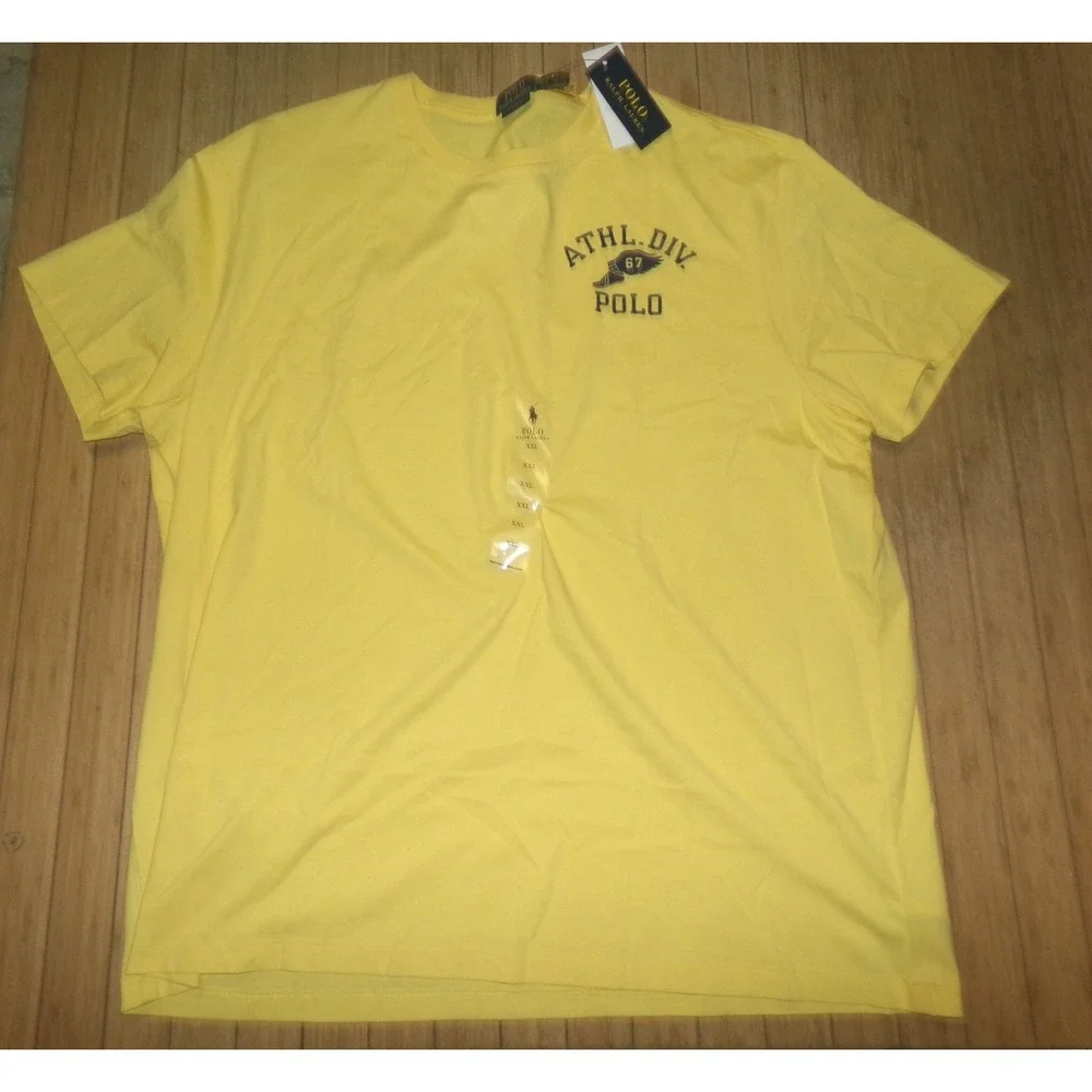 Polo Ralph Lauren Mens Yellow Athl Div 67 Winged Foot Graphic T-Shirt XXL NWT